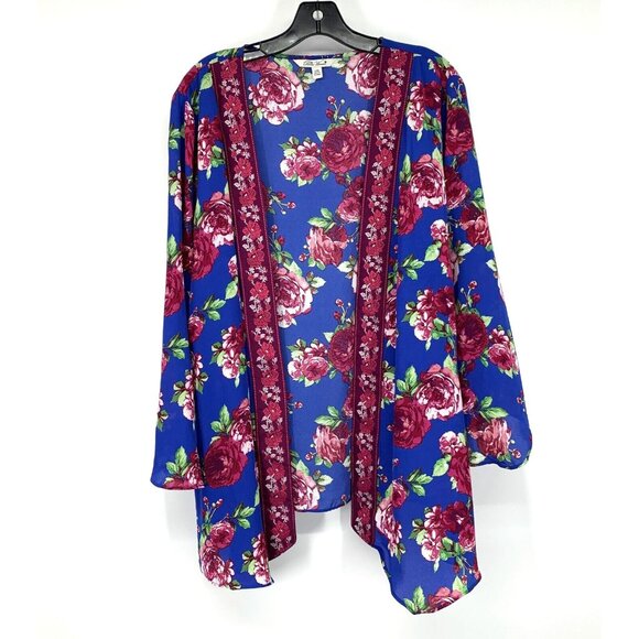 The Pioneer Woman Tops - Pioneer Kimono Blue Floral Print Embroidered Open Front